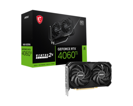 Tarjeta MSI RTX 4060 Ti VENTUS 2X BLACK OC 8GB GDDR6 DLSS3(je)