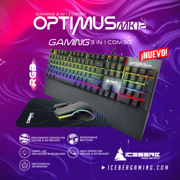 Kit Iceberg teclado, PAD y mouse Optimus MK12 - Image 1